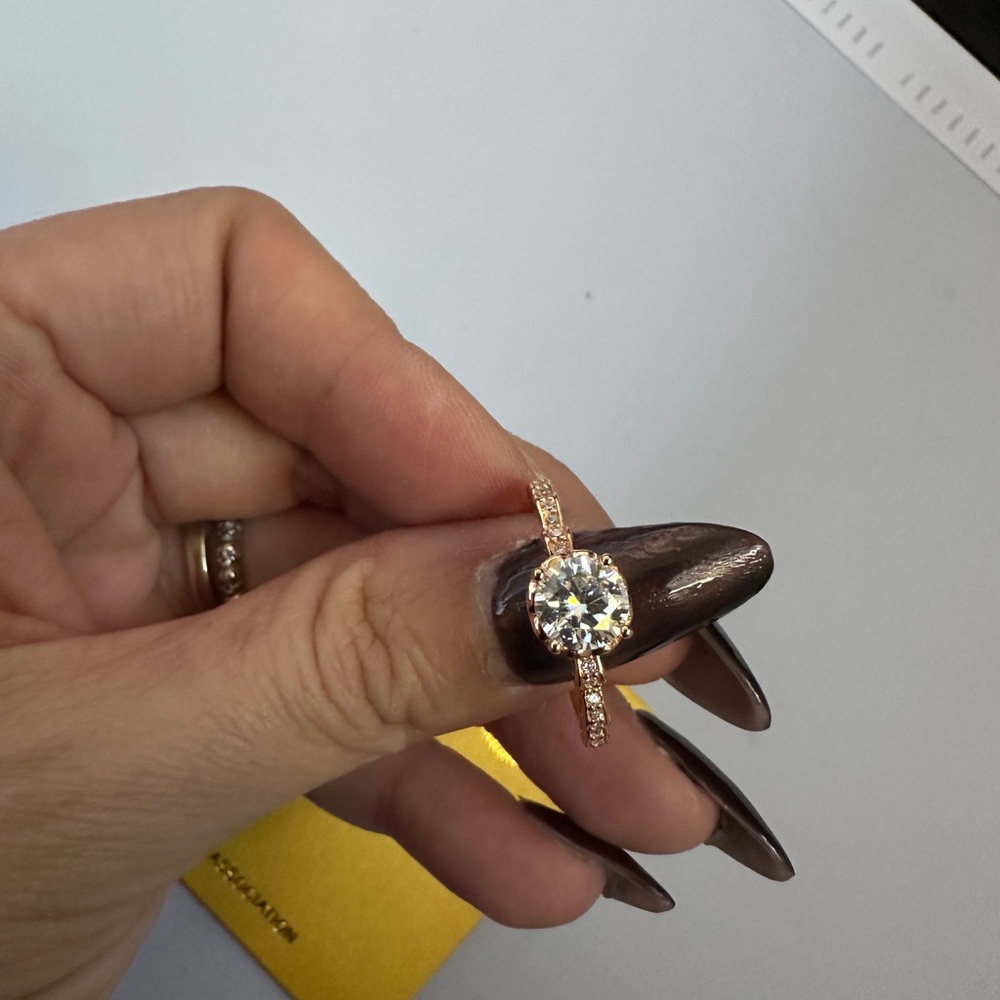 1CT moissanite,GRA certified 18k rose gold filled over sterling silver ring